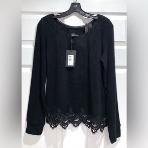 THE KOOPLES $220 NWT Size S Fleece Lace-Trim Sweatshirt